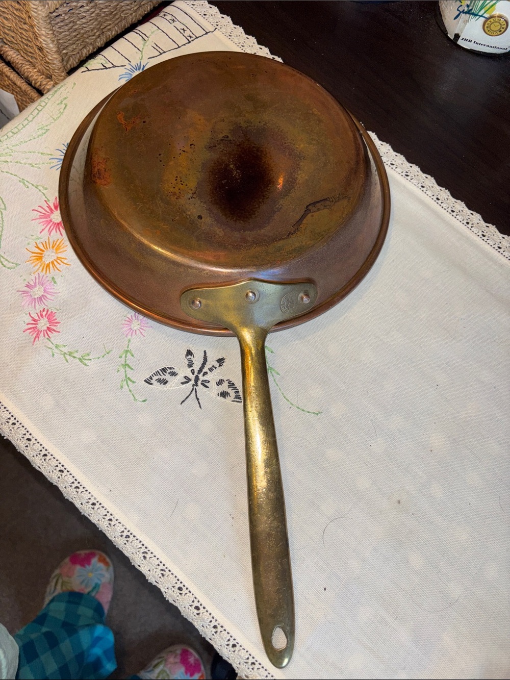 Vintage Copral Copper Sauté Skillet Frying 10” Pan Brass Handle Made In Portugal